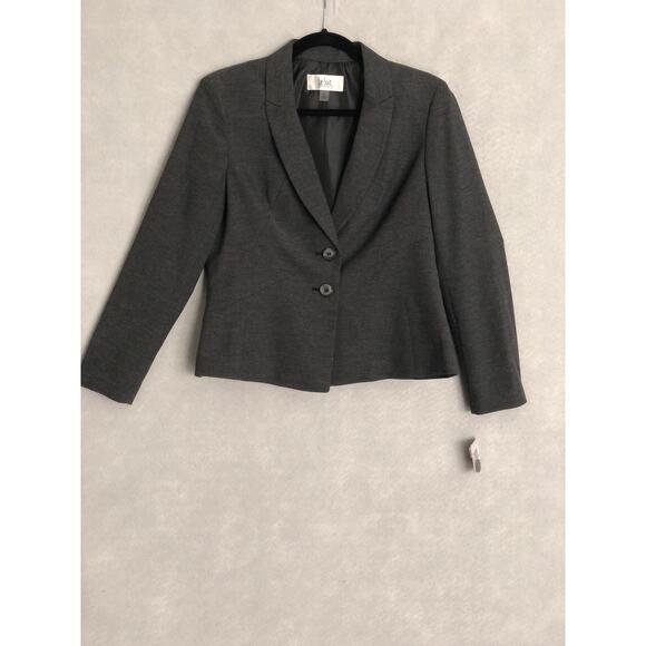 Le Suit Women's Size 6P Two-Button Suit Jacket Black/Light Gray NEW - Picture 1 of 8